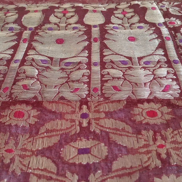 Stunning Silk Purple Metallic Patchwork Batik Pillow Sham from India - Picture 8 of 11